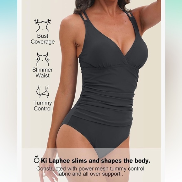 KI LAPHEE One Piece Swimsuit Tummy Control Bathing Suits Sexy Criss Cross NWT XL - Picture 4 of 10